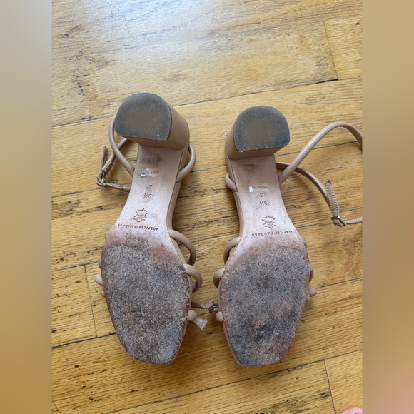 Loeffler Randall Mikel Tan Knotted Bow Block Heel Sandals shoes Sand nude 8.5 - Picture 6 of 7